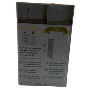 NIB Sleek Socket Original & Patented Ultra-Thin Outlet Concealer w/8ft Cord Kit